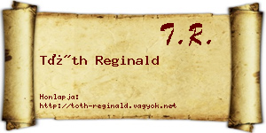 Tóth Reginald névjegykártya